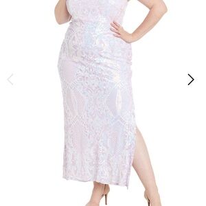Morgan & Co. Iridescent White Prom Dress